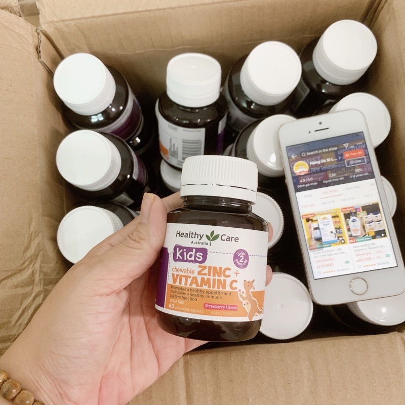 Viên nhai tăng cường sức đề kháng Kids zinc + Vitaminc Healthy Care 60v