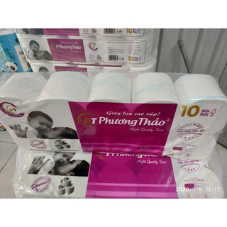 Giấy vệ sinh PHƯƠNG THẢO 3 lớp. Dai, mềm, mịn 10 cuộn 1.5kg