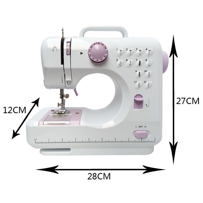 Máy May Mini Để Bàn Gia Đình - Máy Khâu Cầm Tay FHSM 505 với 12 Đường May, Có Vắt Sổ Tặng Kèm Bộ Phụ Kiện