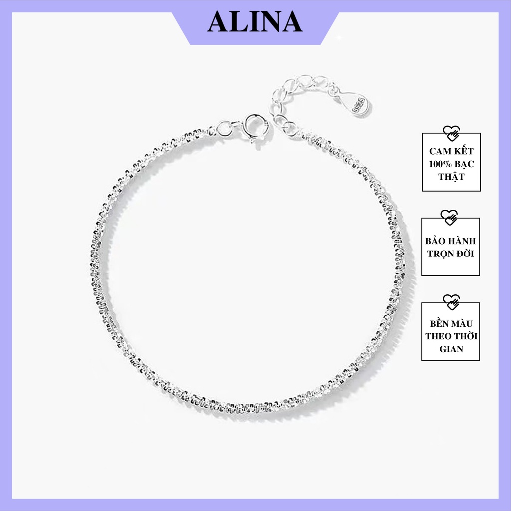 Lắc Tay Bạc 925 Sáng Lấp Lánh Phù Hợp Mọi Loại Tay Không Đá Vòng Tay Đơn Giản Cao Cấp Alina 0269