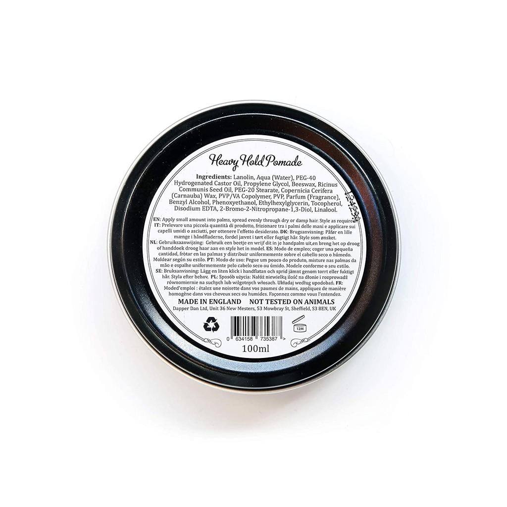 Sáp vuốt tóc Dapper Dan Heavy Hold Pomade - không Petrolatum - không Build Up - Liquorice &amp; Vanilla