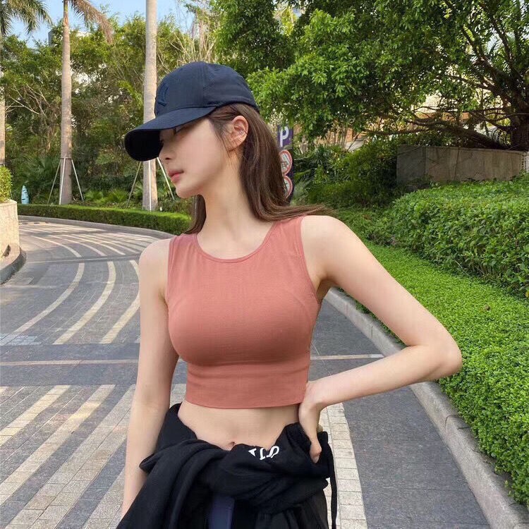 Áo croptop nữ tập gym, bra tập yoga 3 lỗ có đệm mút nâng ngực may liền ôm body CROP01