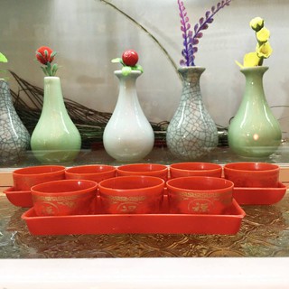 Bộ chum ly khay nhựa cúng bàn thờ 3,5 chum(r ượu,nước...)2 mẫu