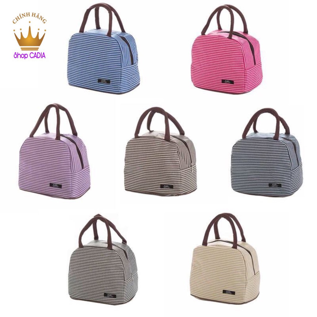 TÚI GIỮ NHIỆT ĐỰNG HỘP CƠM SỌC VẰN THỜI TRANG 3 LỚP GIỮ NHIỆT SANG TRỌNG TIỆN LỢI