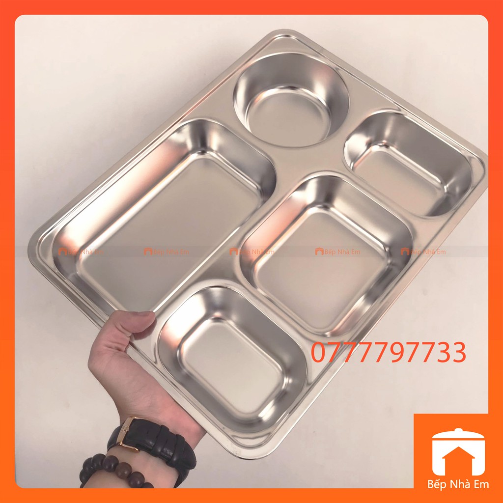 Khay Cơm Phần 5 Ngăn Sâu Inox 304 Cao Cấp - Hàng Việt Nam Sản Xuất