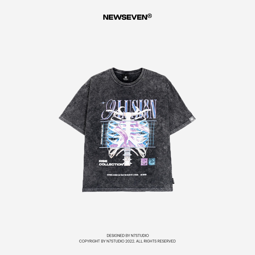 Áo Thun Wash unisex N7 Newseven ILLUSION phông tay lỡ nam nữ form rộng Local Brand