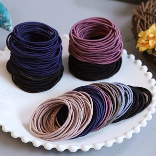 Set 100 dây thun cột tóc mix 5 màu kèm túi zip