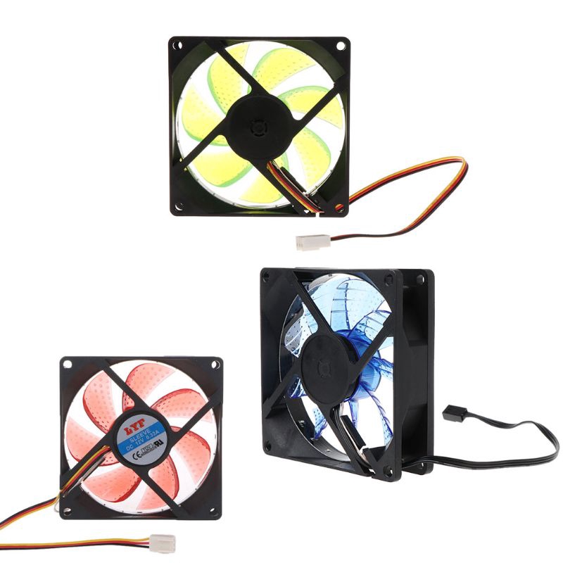 LED Light 3 pin 90mm PC Desktop Computer Case Cooling Cooler Fan Low Noise 9025