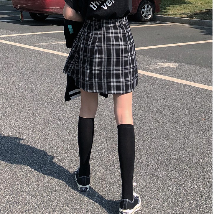 Chân Váy Sọc Ca Rô Lưng Cao Thời Trang Hàn Quốc Cá Tính | BigBuy360 - bigbuy360.vn