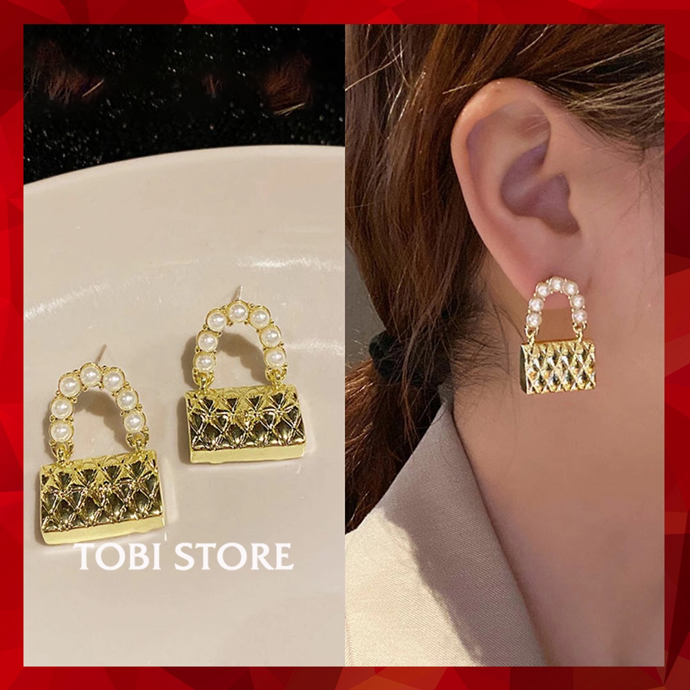 Khuyên tai nữ hình túi xách mạ vàng xinh xắn TB564