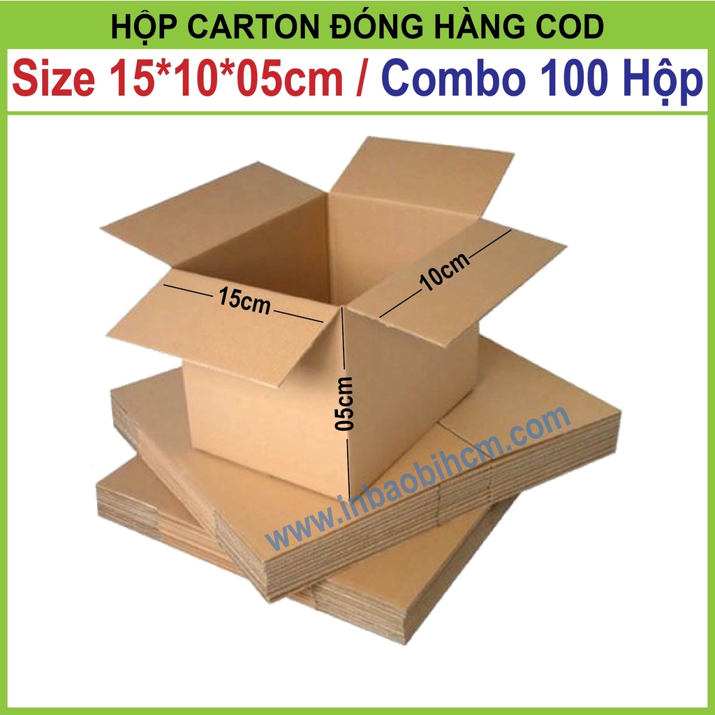 100 hộp carton đóng hàng 15x10x5 cm (Hộp dày dặn, cứng cáp, chuẩn Ship COD)