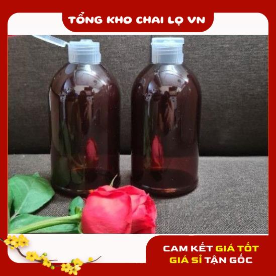 Chai Chiết Mĩ Phẩm ❤ SIÊU RẺ ❤ Chai nhựa pet nắp bật 250ml Nâu lùn chiết mỹ phẩm , phụ kiện du lịch