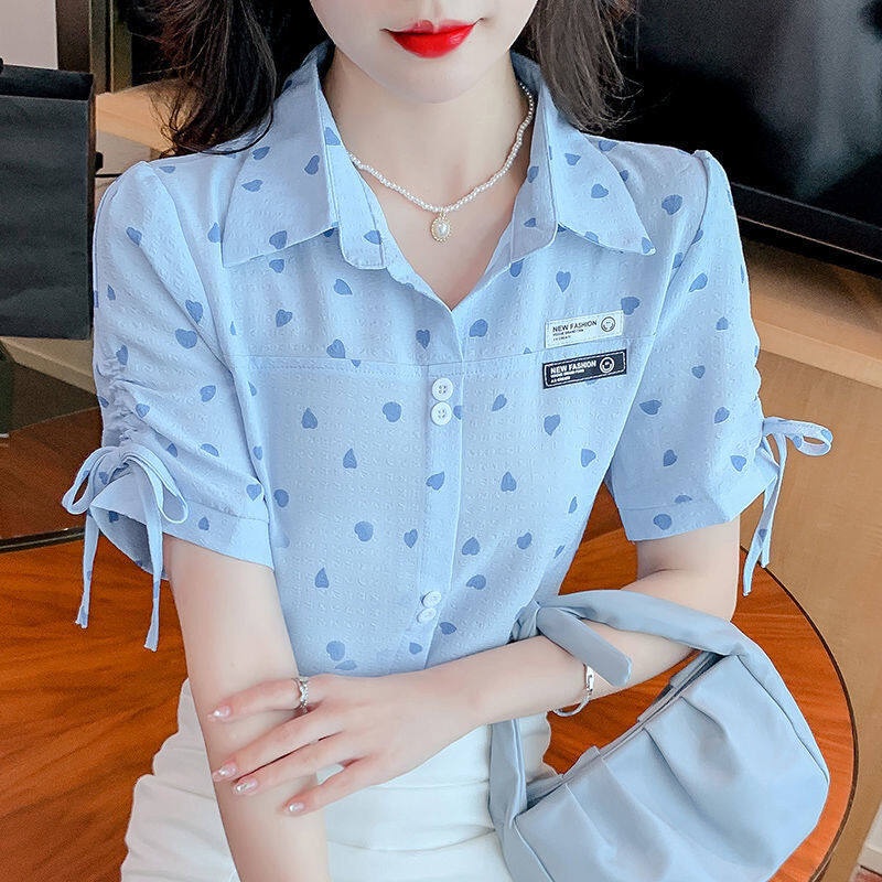 Áo Sơ Mi Tay Ngắn Họa Tiết In Thời Trang Sành Điệu Cho Nữ
