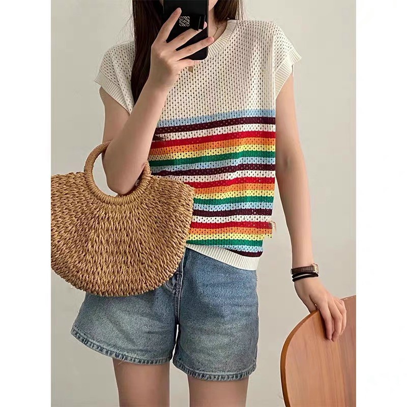 Áo len lưới sát nách sắc màu,thoáng mát,cực dễ mix đồ,hàng quảng châu đẹp mê-Minxy shop