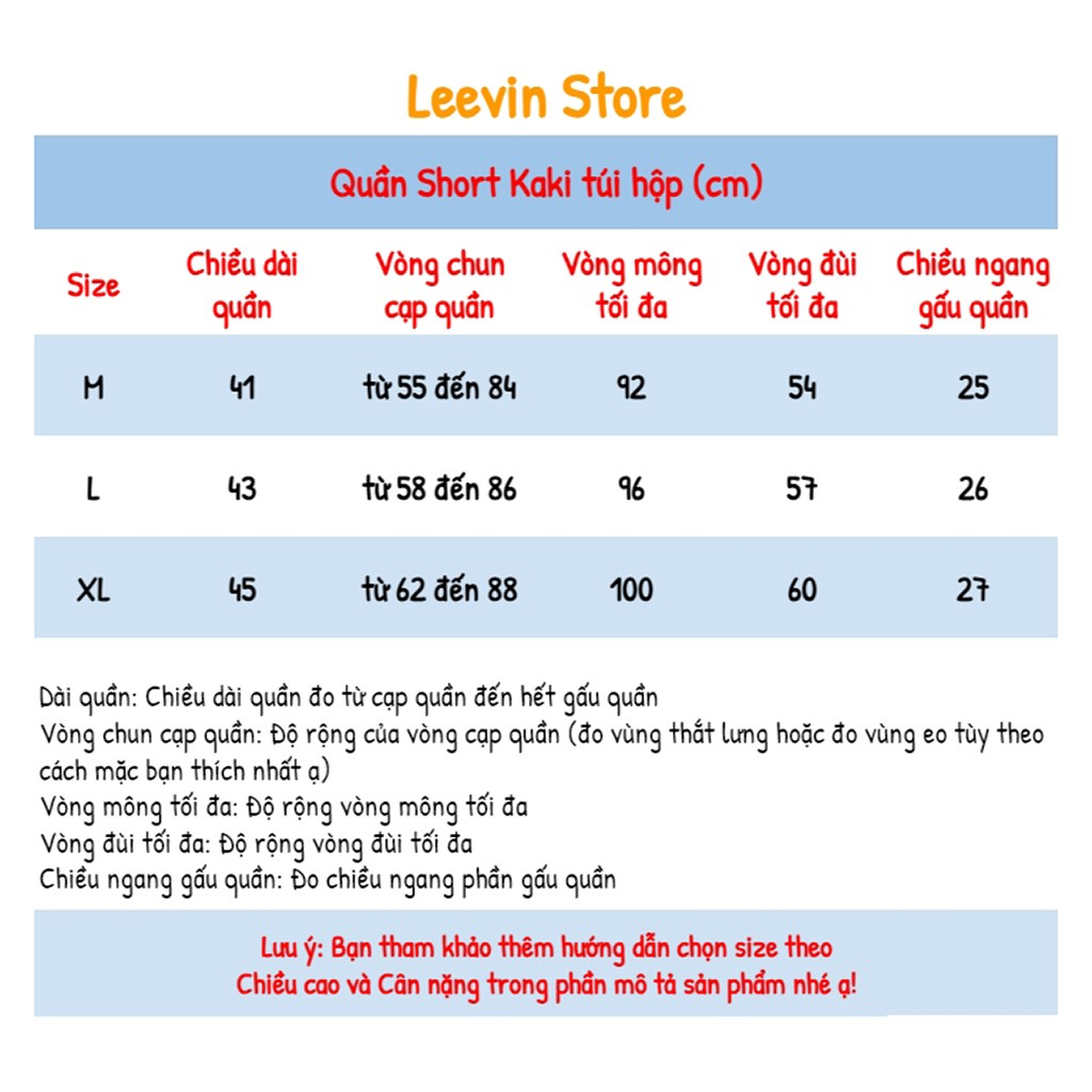 Quần Short Kaki Túi Hộp Unisex Nam Nữ - Leevin Store | BigBuy360 - bigbuy360.vn