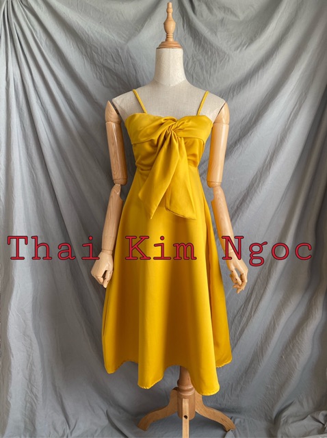 Đầm xoè 2 dây xoắn nơ | BigBuy360 - bigbuy360.vn