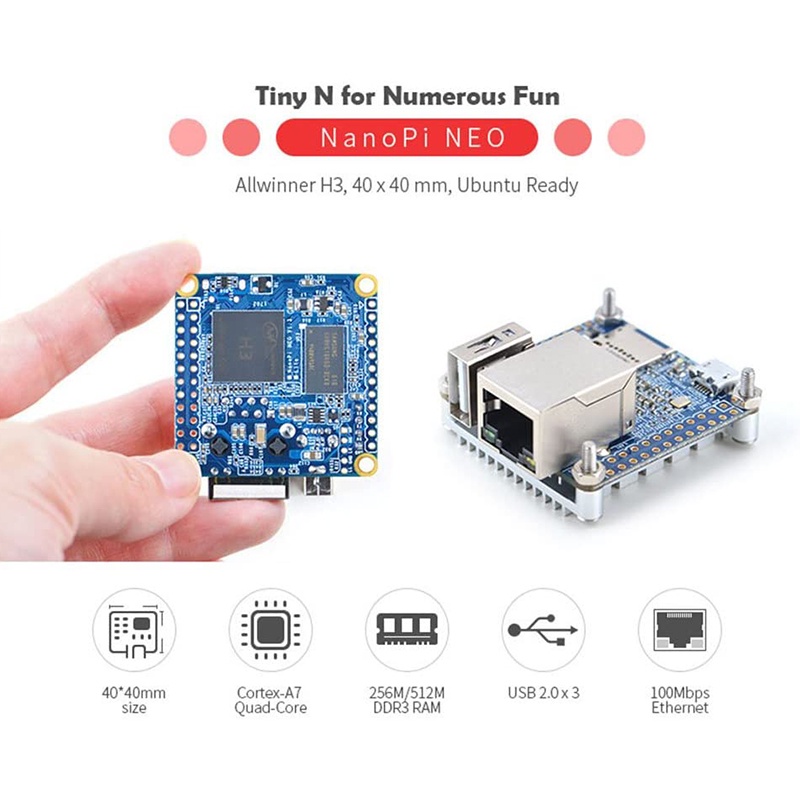 Bảng mạch phát triển NanoPi NEO H3 Super Raspberry Pie Quad-Core Cortex-A7 DDR3 RAM 512MB
