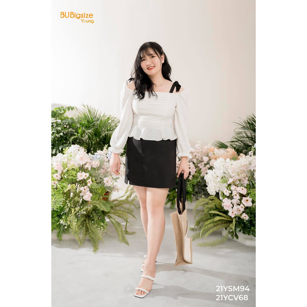 Áo Peplum hai dây nhún ngực BIG SIZE 55kg đến 95kg - 21YSM94 - [BU Bigsize Young]