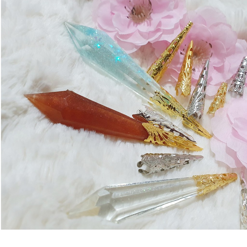 Khuôn silicone đổ resin làm pha lê khối đầu con thoi DIY