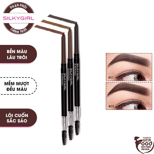 Chì Kẻ Mày Ngang Hai Đầu Tiện Lợi, Lâu Trôi Silkygirl Hi-Definition Brow Liner 0.35g