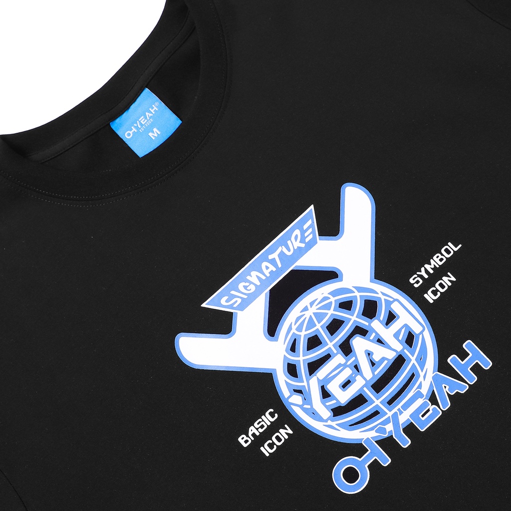 Áo thun tay lỡ OHYEAH phông Unisex nam nữ Premium Cotton oversize form rộng SIGNATURE v2.0 - Đen