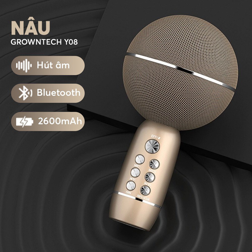 [Mã ELHACE giảm 4% đơn 300K] Micro bluetooth karaoke không dây GrownTech YS-08, livestream, thu âm, cầm tay