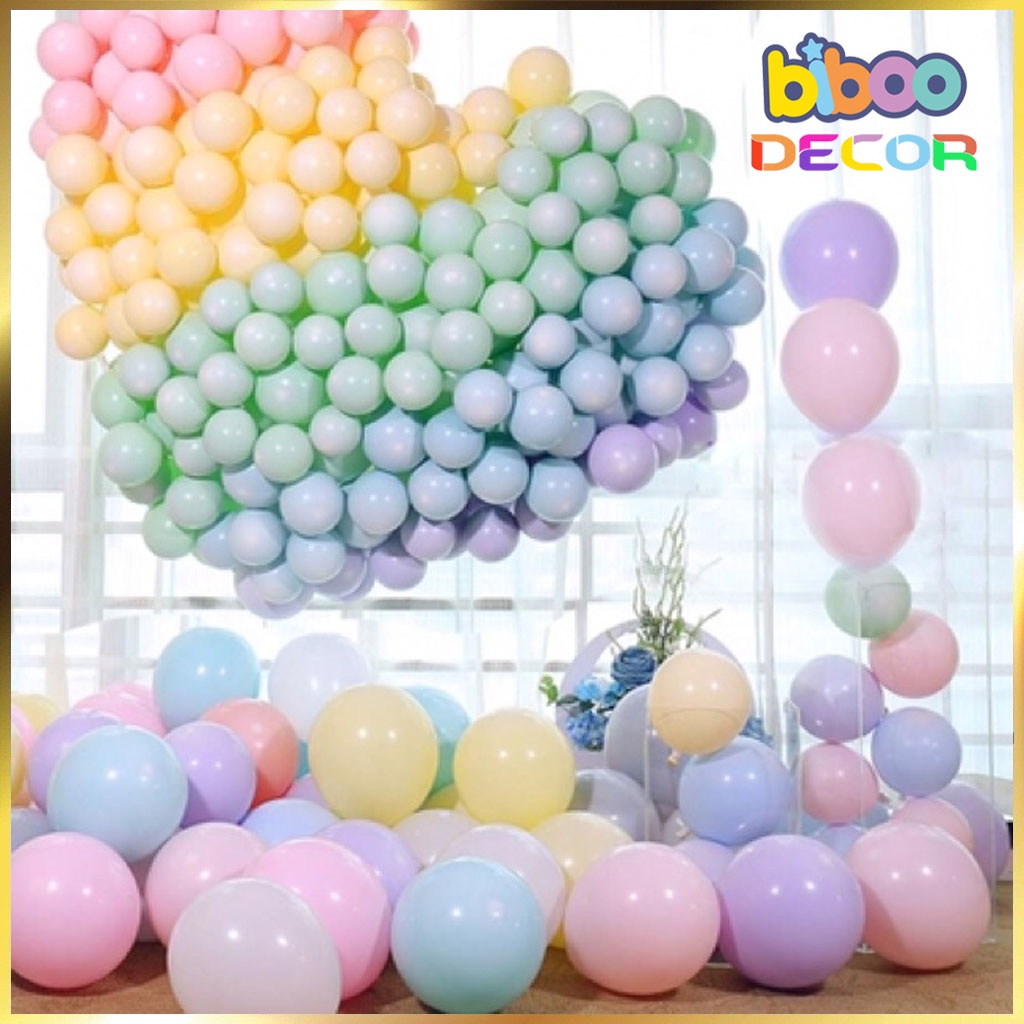Combo 100 bóng macaron tông màu pastel trang trí sinh nhật, thôi nôi, đầy tháng cho bé trai bé gái - BIBOO DECOR