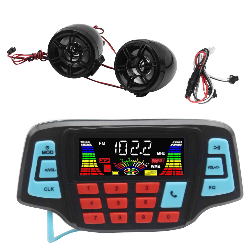 Loa Nghe Nhạc MP3 Bluetooth Hỗ Trợ Thẻ Nhớ TF / Đài FM / USB Chống Nước Gắn Tay Lái Xe Máy