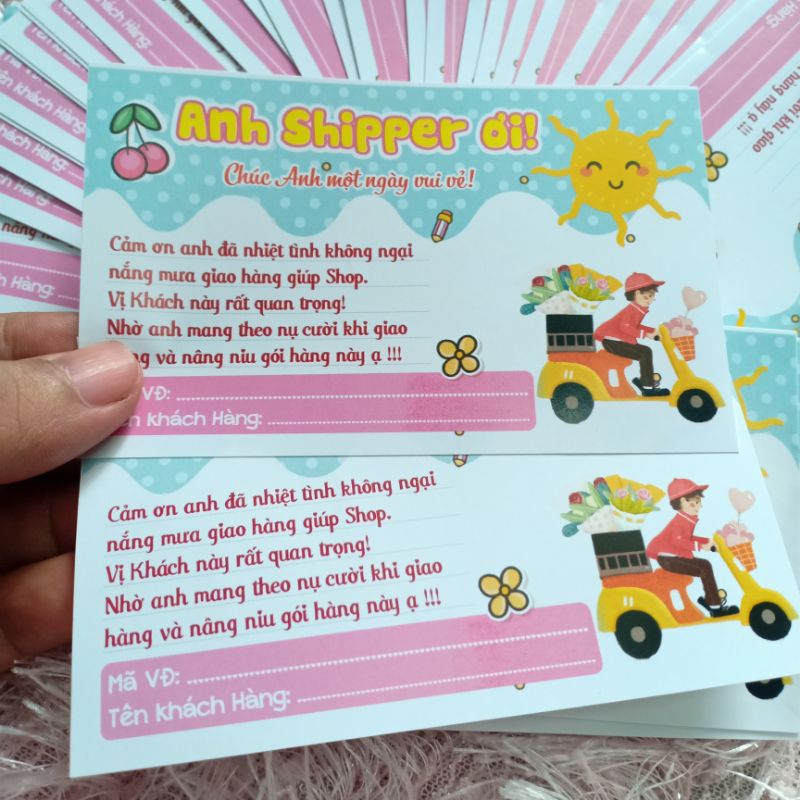 (1000 cái) TEM CÁM ƠN SHIPPER, MÃ VẬN CHUYỂN ĐƠN HÀNG