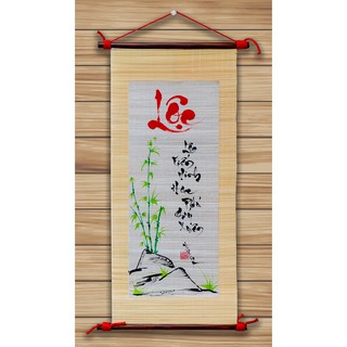 Mành tre thư pháp chữ Lộc kích thước 30cm x 70cm. Quà tặng tân gia khai trương, quà tết.