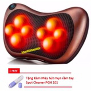 Gối Mát Xa Hồng Ngoại Đa Năng 8 Bi Đảo Chiều- Thế Hệ Mới 2017 + Tặng Máy Hút Mụn Cầm Tay Spot Cleaner PGH 201