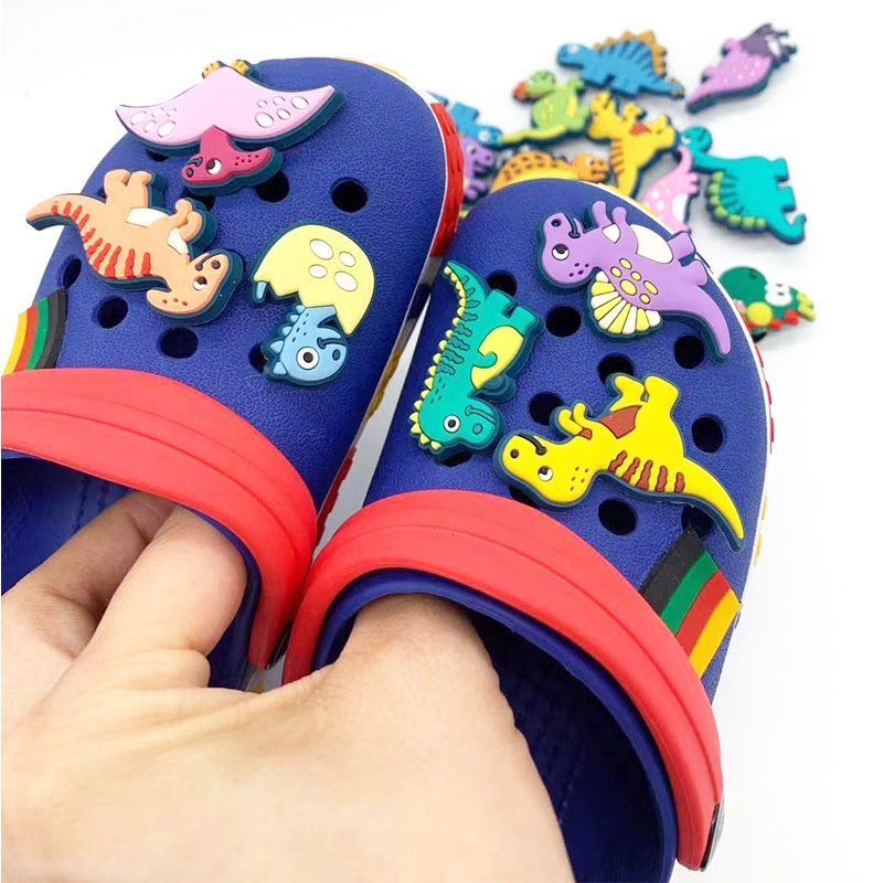 Phụ Kiện Trang Trí Giày Crocs Bằng PVC Hình Khủng Long Hoạt Hình Đáng Yêu