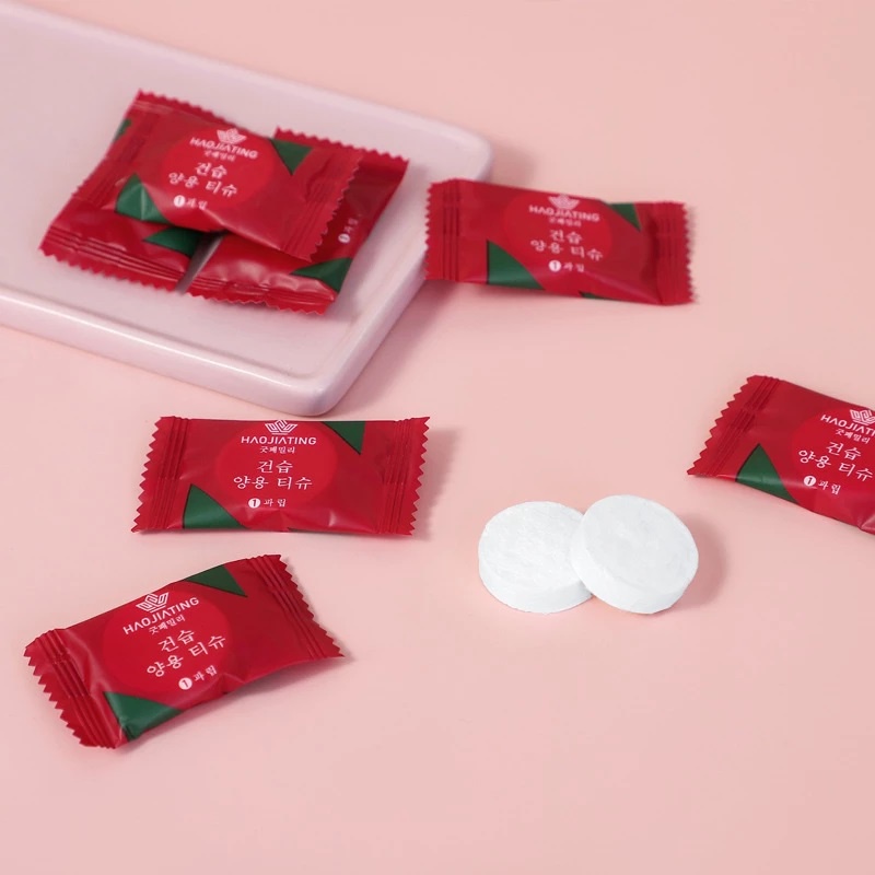 Khăn Lau Mặt Dạng Nén Sợi Tơ Tự Nhiên, Không Mùi, Thiết Kế Hình Viên Kẹo