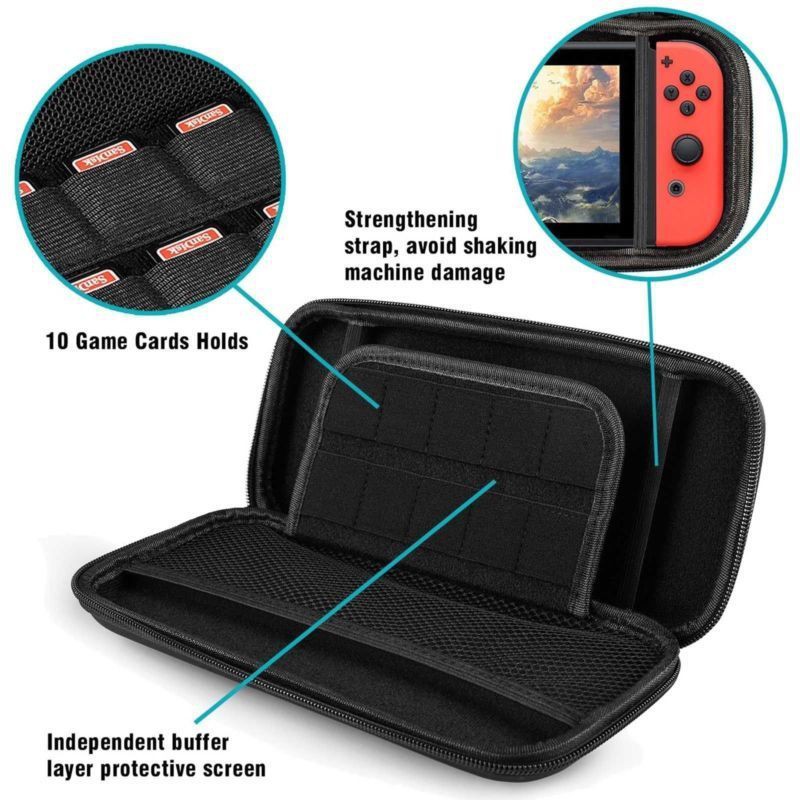 Hộp cứng đựng tay cầm chơi game Nintendo Switch có 10 ngăn đựng thẻ game