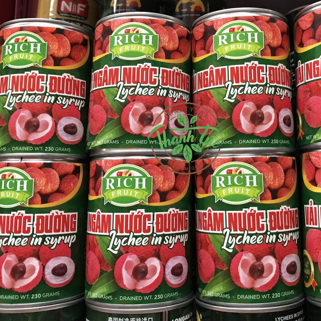 Vải Thiều Ngâm Đóng Lon Rich Lon 565gr