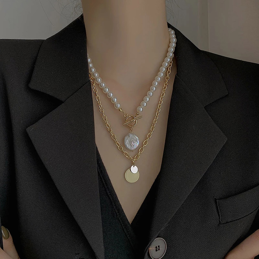 Set 2 vòng cổ choker phối hạt ngọc trai giả sang trọng cho nữ