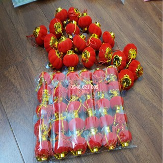 Set 30 quả Đèn lồng nhung đỏ trang trí ngày tết, treo cành đào cành mai, treo cửa kính size 4cm