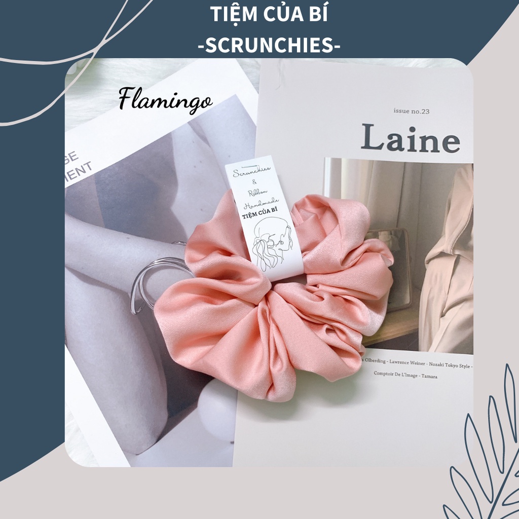 [Hàng thiết kế] Scrunchies dây cột tóc handmade size to siêu phồng vải lụa cao cấp hot trend dành cho bạn gái