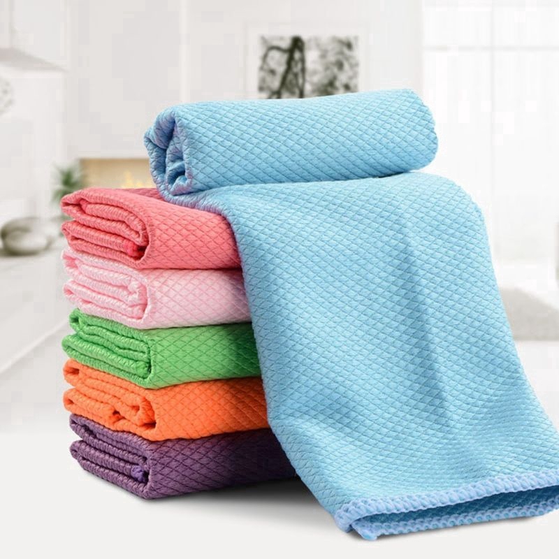 Random Color Microfiber Cleaning Cloth/ Soft Strong Absorbent Washing Towel/ Quickly Dry Window Glass Kitchen Cleaning Supplies