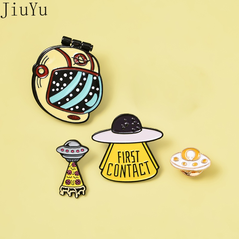 Ghim Cài Áo Hình Hành Tinh Hoạt Hình UFO / Mèo / Phi Hành Gia / Vũ Trụ Ngộ Nghĩnh
