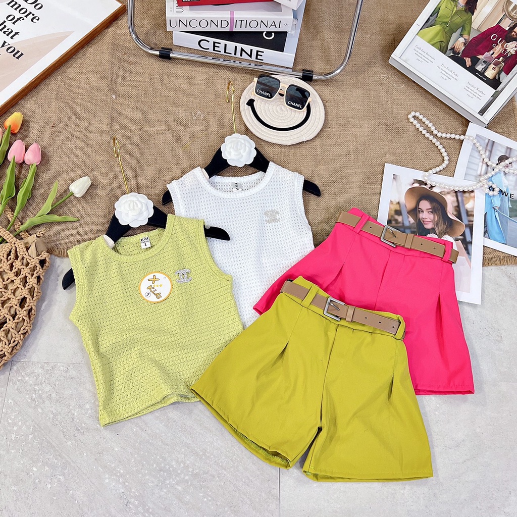 Set áo lưới x.kid kèm đai bé gái