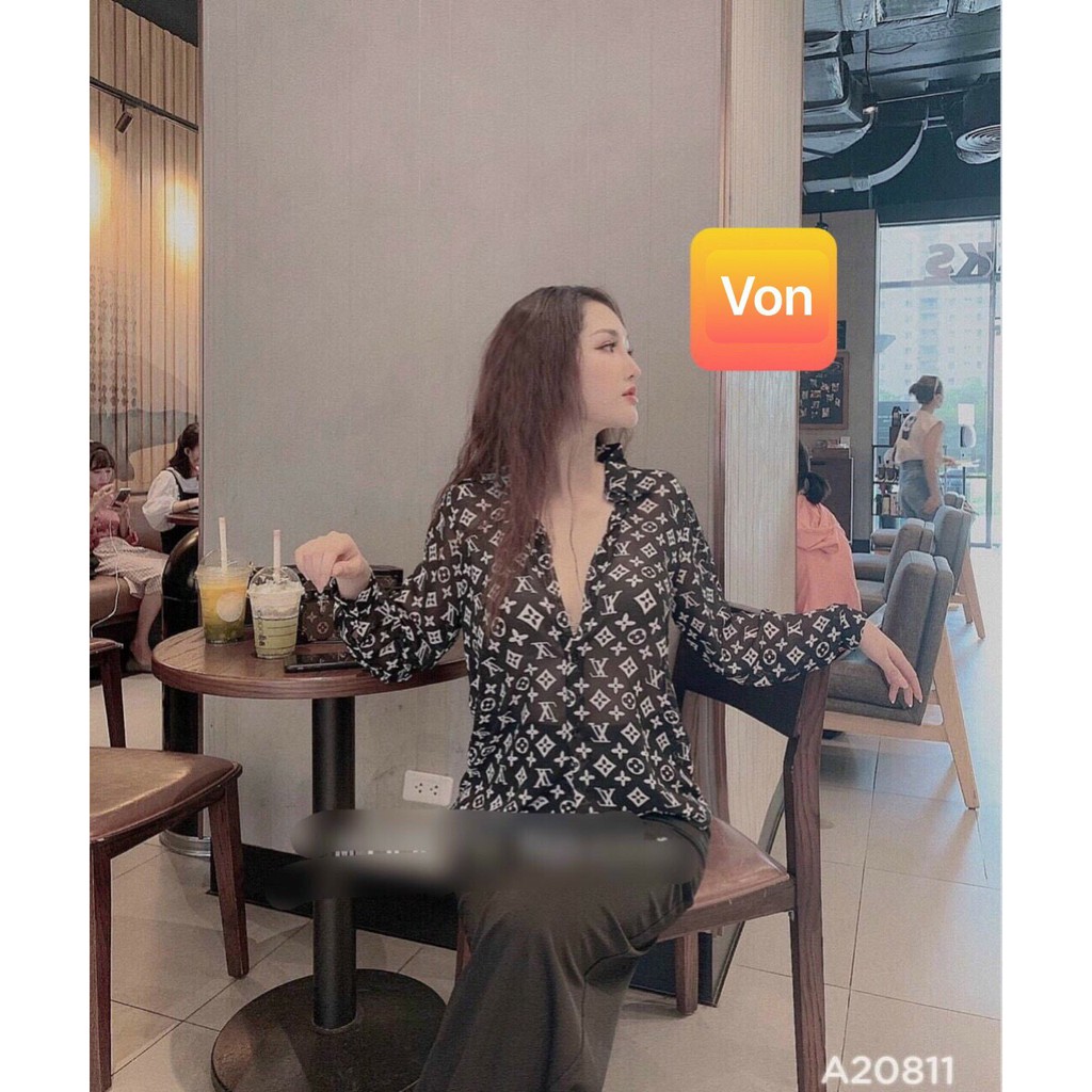 ÁO SƠ MI VOAN HỞ LƯNG PHỐI DÂYNGỌC TRAI SIU GỢI CẢM