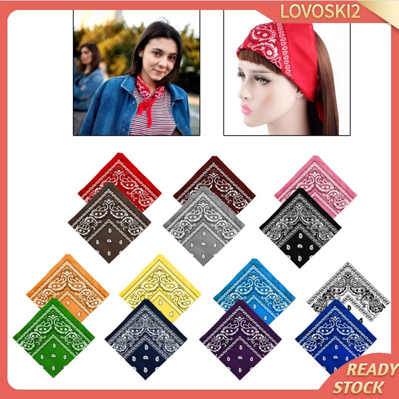 Cotton Paisley Cowboy Bandana Scarf Head Wrap Hair Band Handkerchief Red
