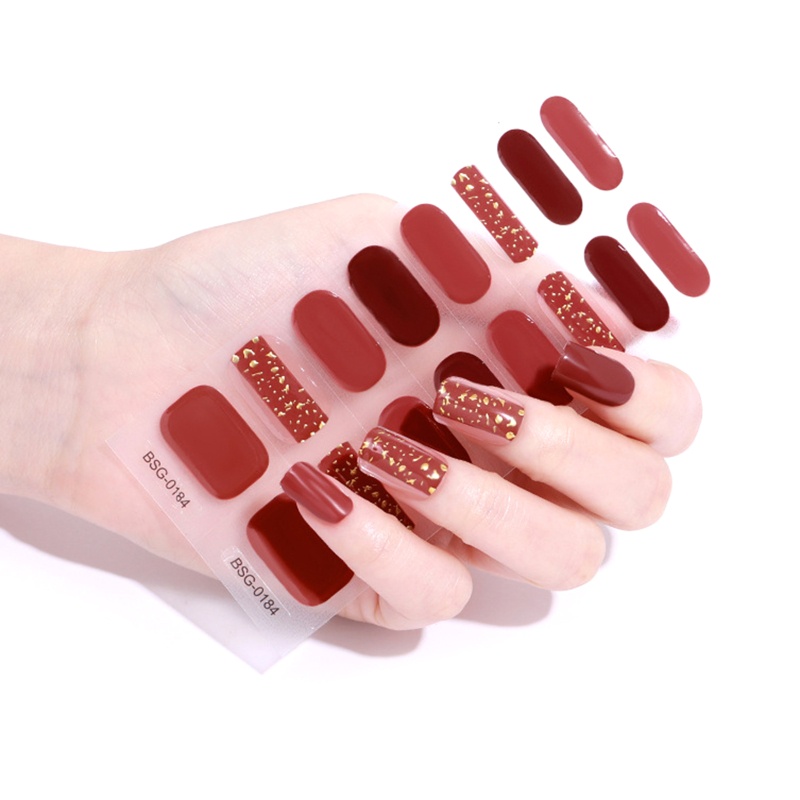 Set 16 Miếng Dán Gel Trang Trí Móng Tay Toàn Diện Chống Thấm Nước