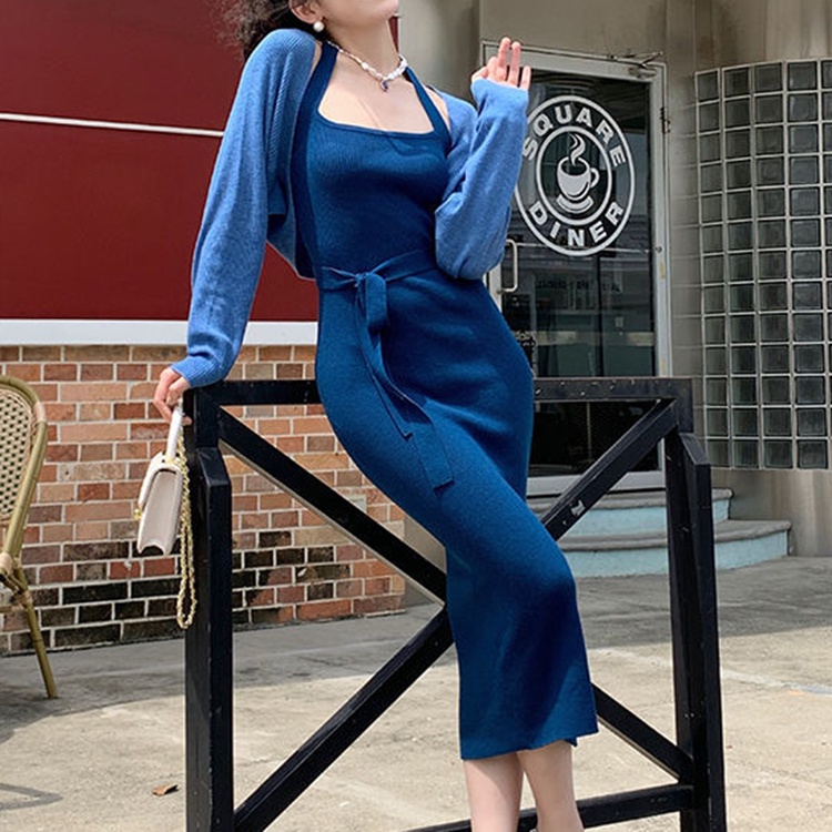 IELGY Đầm Dệt Kim Không Tay Dáng Ôm Thời Trang Dành Cho Nữ