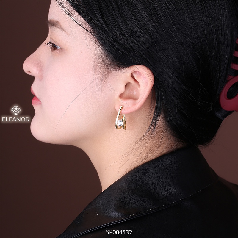 Bông tai nữ chuôi bạc 925 Eleanor Accessories vòng xoắn phụ kiện trang sức đính đá thời trang thanh lịch