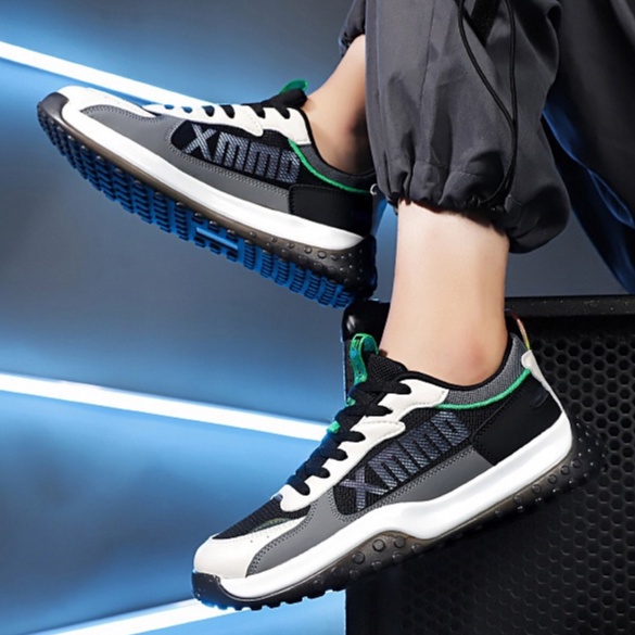 Giày Thể Thao Nam MENDO - Giày Sneaker Màu Xám - Trắng - Đen, Đế Cao Su, Thoải Mái, Êm Chân - G5491