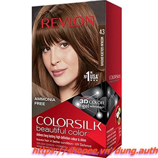 Thuốc Nhuộm Tóc Số 43 Nâu Ánh Kim Vừa Revlon Colorsilk Chính Hãng.
