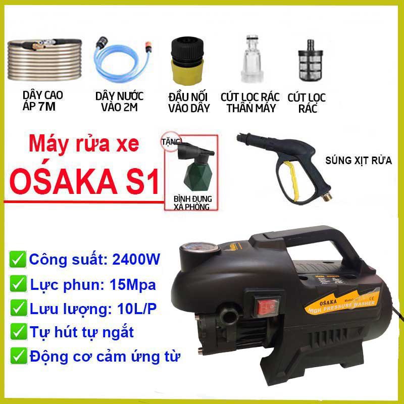 Máy rửa xe gia đình di động 2400W osaka ( ship hoa tốc)
