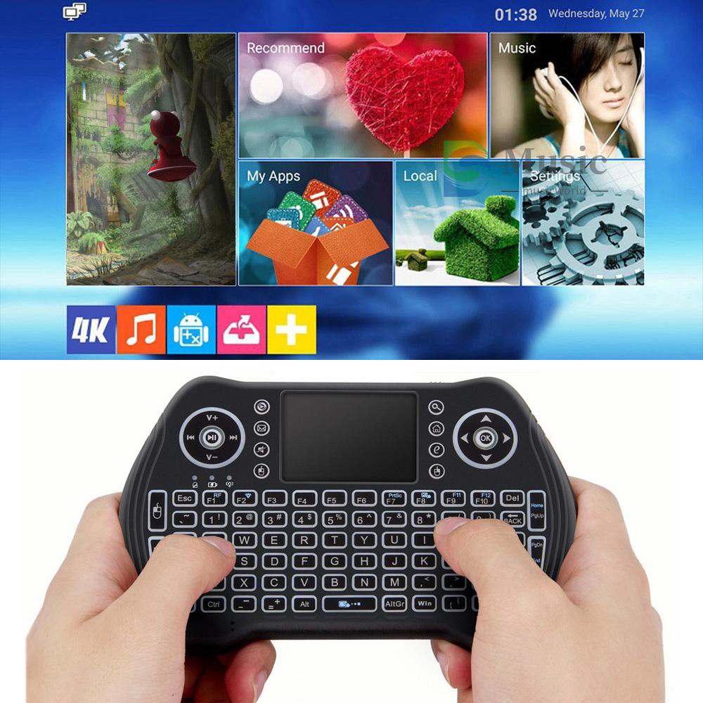 〖MUSIC〗Backlit 2.4GHz Wireless Keyboard Touchpad Mouse Handheld Remote Control 3 Colors Backlight for Android TV BOX Smart TV PC Notebook